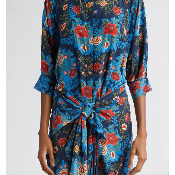 $298 NWT FARM RIO Blue & Red Arabesque Floral Midi Dress –  Medium - Picture 7 of 15
